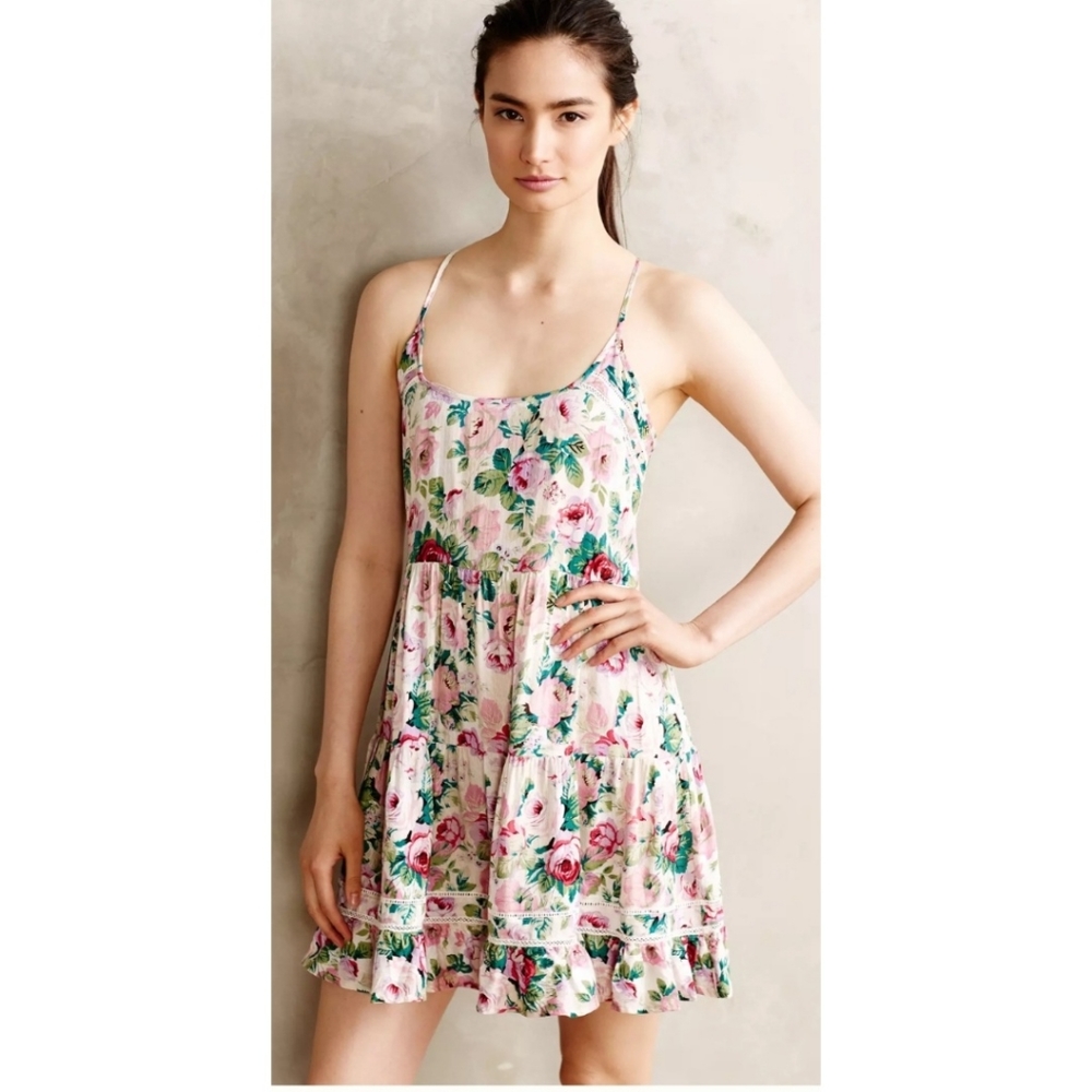 ANTHRO E Eloise Lila Floral Tieback Dress M